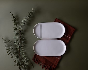 Alabaster Ceramic Tray | Soap Bottle Tray | Catchall Tray | Rectangular Tray | Modern Bathroom Tray | Kitchen Tray | Valet Tray | Key Tray