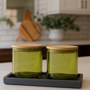 Single Handmade Glass Bathroom Jar for Organization with No Text | Handblown in Mexico | Cotton Balls,Face Cream,Bath Salts