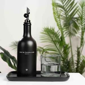 Single Ceramic Mouthwash Pour Bottle | Kitchen Pour Bottle | Vinegar Pour Bottles | Pour Bottles for Cooking | Weighted Metal Pourer