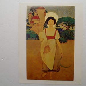 Vintage Maxfield Parrish &quot;Young Gleaner&quot; Print Printed in 1960 By Cole Color Prints N.Y.
