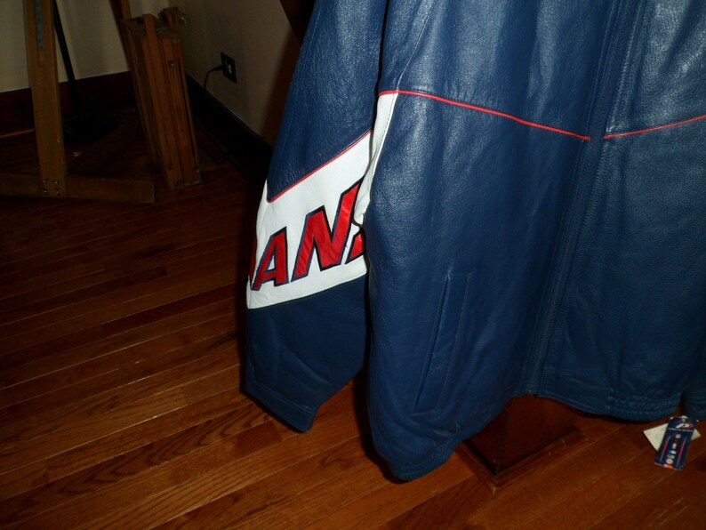 Vintage 1990/'s Cleveland Indians Chief Wahoo Leather Jacket Size Large w Stain