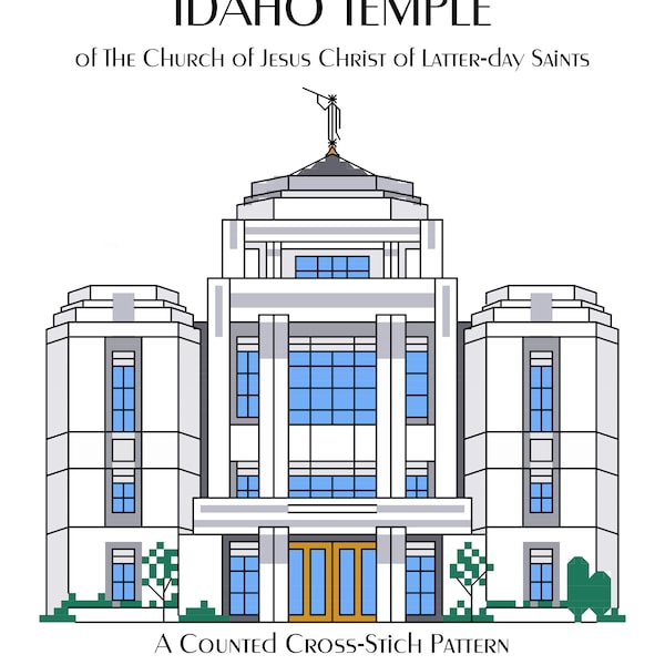 Meridian Idaho Temple Cross Stitch Pattern PDF Digital Download