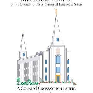 Kansas City Missouri Temple Cross Stitch Pattern PDF Digital Download