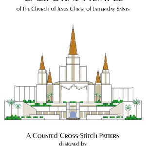 Oakland California Temple Cross Stitch Pattern PDF Digital Download