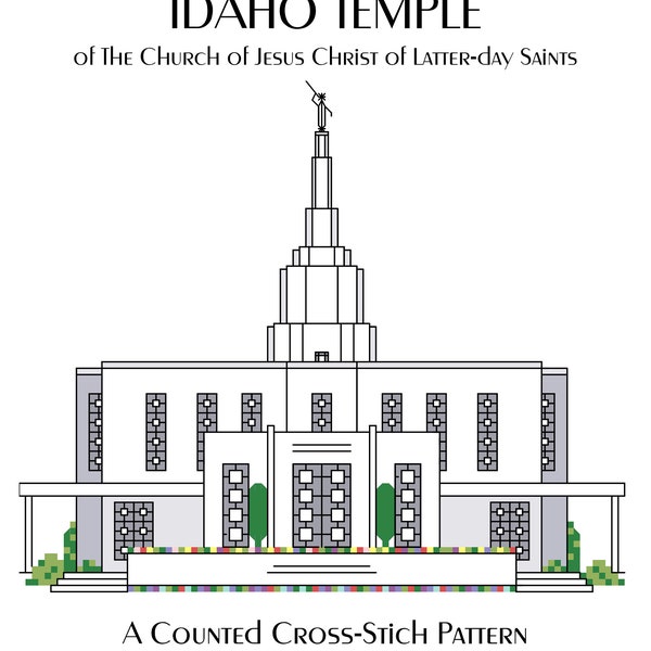 Idaho Falls Idaho Temple Cross Stitch Pattern PDF Digital Download