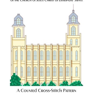 Manti Utah Temple Cross Stitch Pattern PDF Digital Download