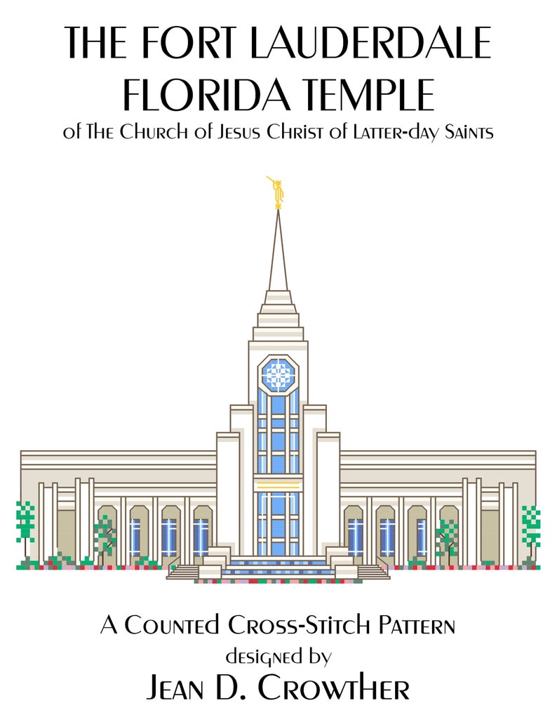 Ft. Lauderdale Florida Temple Cross Stitch Pattern PDF Digital Download