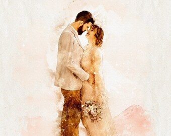 Custom Wedding Watercolor Portrait From Photo (Digital Download)
