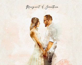 Personalized Wedding Portrait From Photo, Wedding Illustration Painting From Photo, Custom Couple Portrait Watercolor, Anniversary Gift