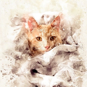 Personalized Cat Portrait Dog Watercolor, Custom Family Portrait with Pet, Owner and Pet Portrait, Pet Couple Illustration, Cat Dad Gift