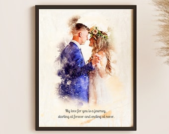 Custom Watercolor Family Portrait, Anniversary Gift (Digital Download)