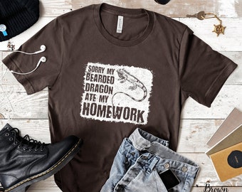 Bearded Dragon Ate My Homework T-Shirt - Funny Lizard Lover Gift