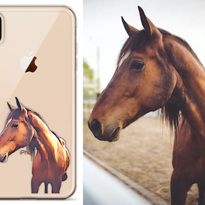 Horse Portrait Custom Phone Case, Personalized iPhone Case, Custom Pet Portrait, iPhone 13 12 11 Pro Max mini 8 Plus XR Galaxy Clear Cases