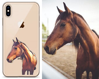 Custodia per telefono personalizzata con ritratto di cavallo, custodia trasparente personalizzata