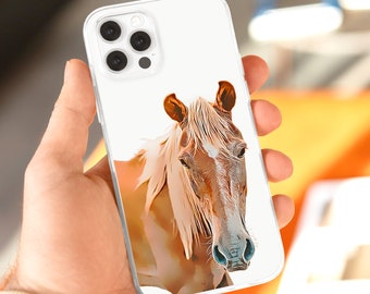 Custom Phone Case Horse Illustrated Pet Portrait, Horse iPhone Case, Pet Remembrance Gift, Personalized Phone Case, Horse Lover Samsung Case