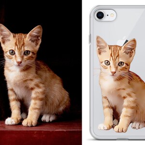 Cat Illustrated Custom Phone Case Pet Portrait, Pet Remembrance Gift, Cat iPhone Cases, Personalized Phone Case, Cat Dad Mom Samsung Case