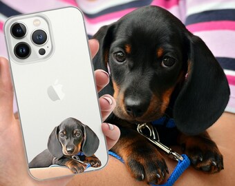 Custom Dog Portrait Clear Phone Case, Personalized Pet Photo