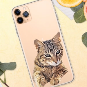 Personalized Pet Portrait Phone Case, Gift For Cat Lover Owner Cat Dad, Pet Memorial Loss, Cat Illustration Pet Drawing iPhone Samsung Case