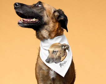 Custom Dog Portrait Bandana – Personalized Pet Photo Scarf