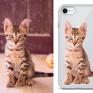 Custom Phone Case Cat Illustrated Pet Portrait, Cat iPhone Cases, Pet Remembrance Gift, Personalized Phone Case, Cat Mom Dad Samsung Case