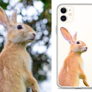 Custom Phone Case Pet Portrait, Personalized iPhone Case, Custom Rabbit Portrait, iPhone 13 12 11 Pro Max mini 8 Plus XR Galaxy Clear Cases