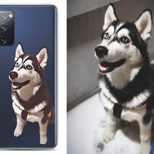 Custom Dog Portrait Phone Case, Pet Illustration Dog Drawing iPhone Samsung Case, Gift For Dog Lover Owner Dog Dad Mom, Pet Memorial Loss
