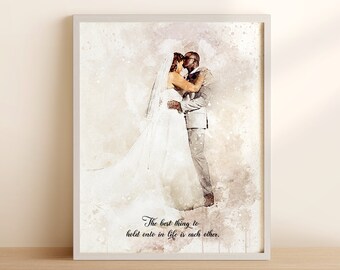Anniversary Gift, Personalized Wedding Portrait From Photo, Wedding Illustration Painting From Photo, Custom Couple Portrait Watercolor