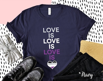Love Is Love Asexual Pride Shirt - Ace Flag Gift - LGBTQIA Supporters Gift - LGBTQ Gender Equality March T-Shirt - Gay Shirt