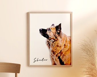 CUSTOM PET PORTRAIT from Photo, Dog Portrait, Cat Portrait, Digital Pet Art, Personalized Pet Wall Art, Digital Download, Pet Memorial Gift