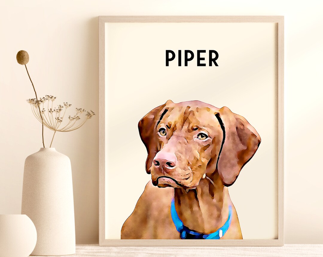 Custom Pet Portrait, Personalized Dog Cat Wall Art DIGITAL DOWNLOAD ...