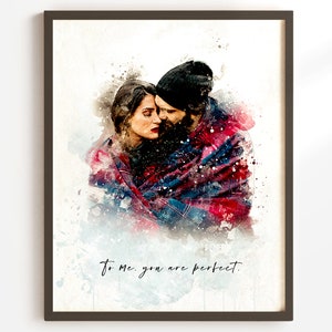 Custom Portrait from Photo, Couple Gift For Her, Painting From Photo, Custom Couple Portrait from Photo, Digital Watercolor Illustration