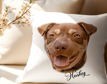 Personalized Pet Portrait Pillow - Custom Dog, Cat, Horse Cushion