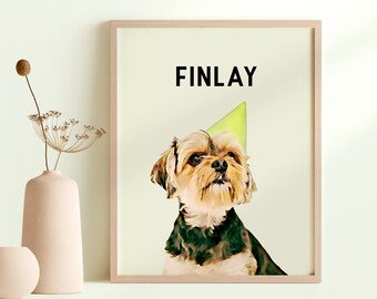 Custom Pet Portrait, Dog Memorial Art, Personalized Digital Download