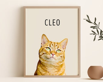 Custom Cat Portrait, Watercolor Pet Art (Digital Download)