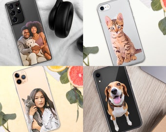 Kundenspezifische Haustier-Porträt klare Telefon-Hülle, personalisierte Hunde- oder Katzenkunst