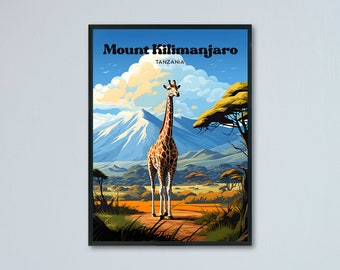 Mount Kilimanjaro Tanzania Destination Travel Art Print  - Kilimanjaro Home Decor Wall Hanging Poster - Tanzania Travel Souvenir Gift Decor