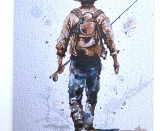 Fly Fisherman Note cards. 4x6. Blank Inside. 5 per package with envelopes. Art printed from custom painting