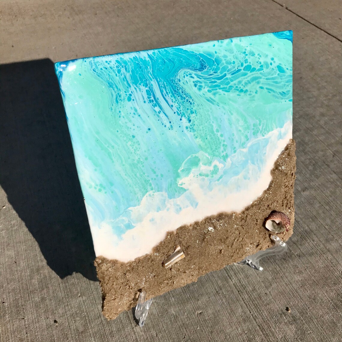 Beach Art with real sand Textured artwork mixed media decor Etsy