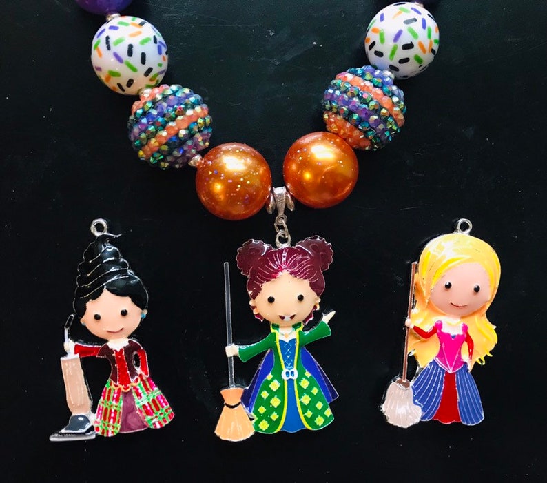 Hocus Pocus Sanderson sisters pendant jewelry chunky beaded Etsy