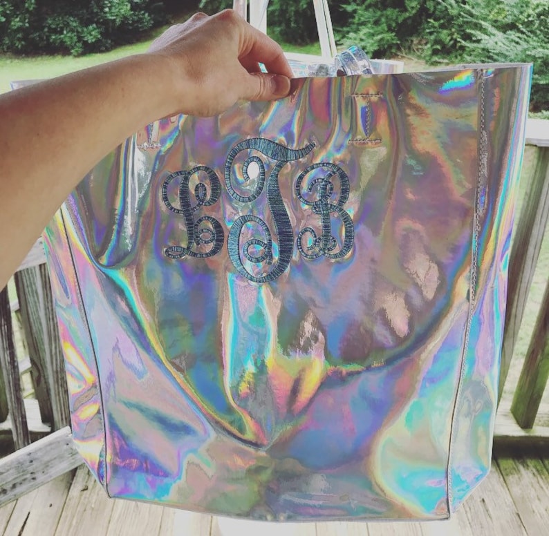 Iridescent PU leather Holographic purse bag Customized personalization! Large Holographic tote bag