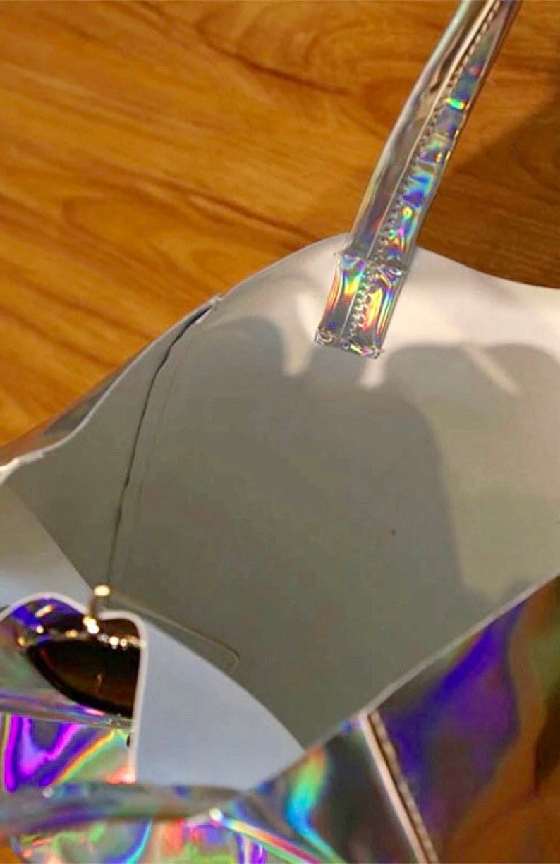 Iridescent PU leather Holographic purse bag Customized personalization! Large Holographic tote bag