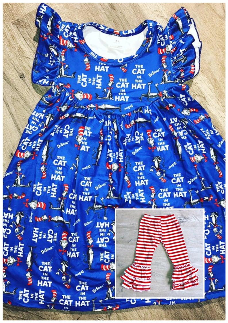 Dr. Seuss Dress Blue Cat In The Hat Dress Tunic Top sizes 2T image 0