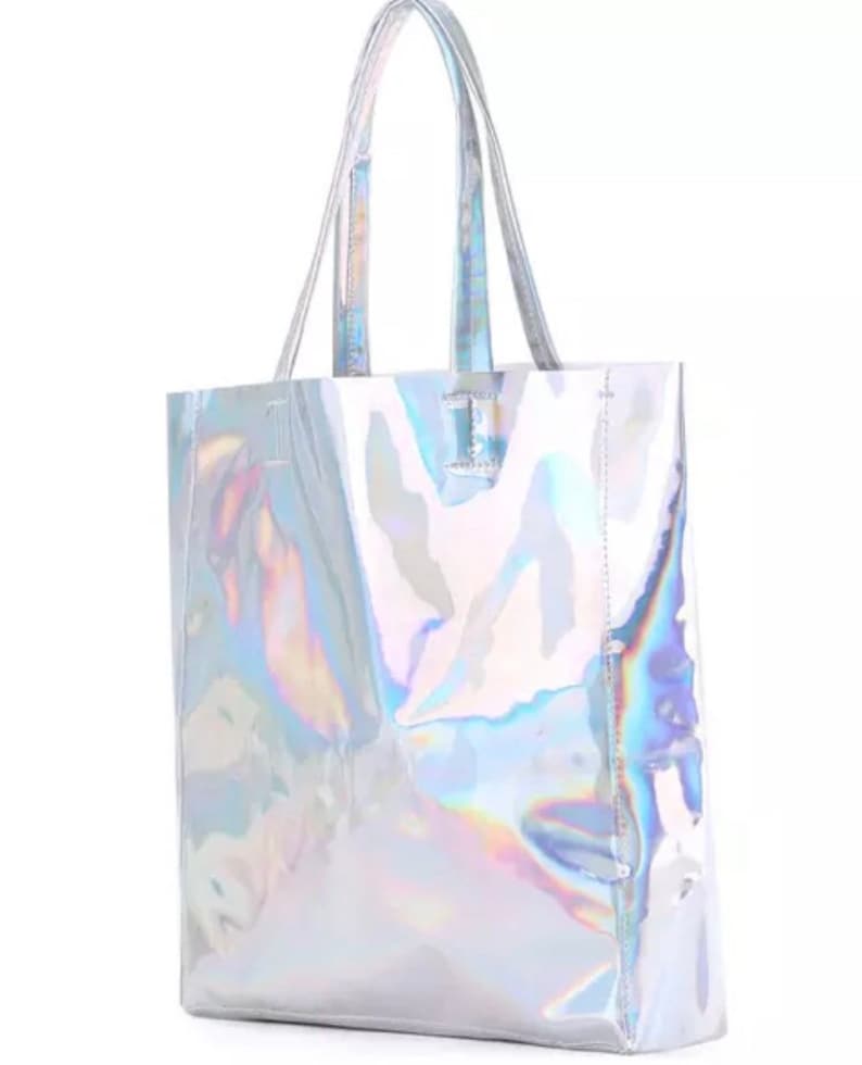 Iridescent PU leather Holographic purse bag Customized personalization! Large Holographic tote bag
