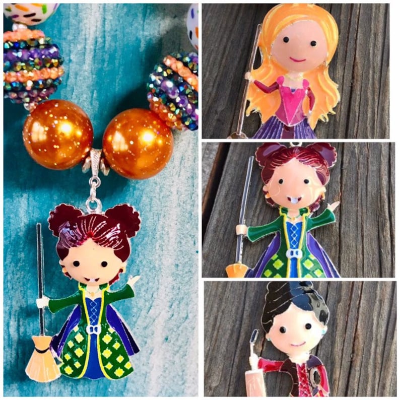 Hocus Pocus Sanderson sisters pendant jewelry chunky beaded Etsy
