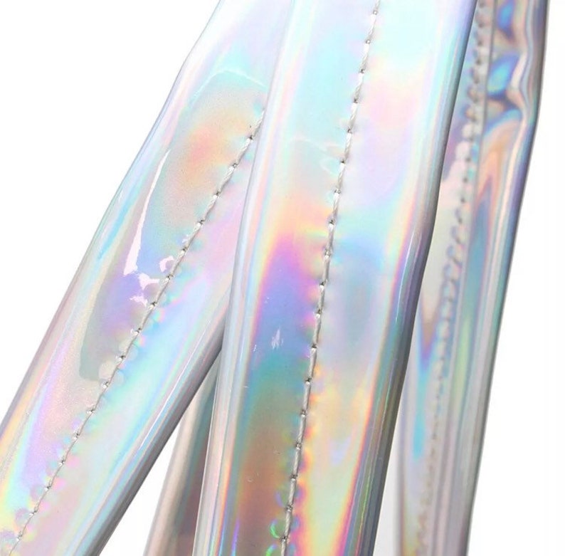 Iridescent PU leather Holographic purse bag Customized personalization! Large Holographic tote bag