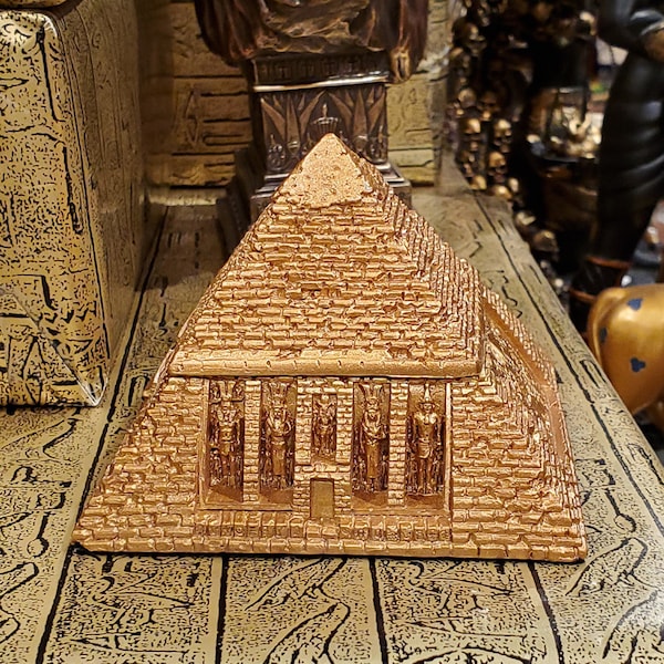 Boîte à bibelots pyramidale vintage - Boîte à bijoux pyramide égyptienne ancienne - Boîte de bureau - Décoration intérieure égyptienne