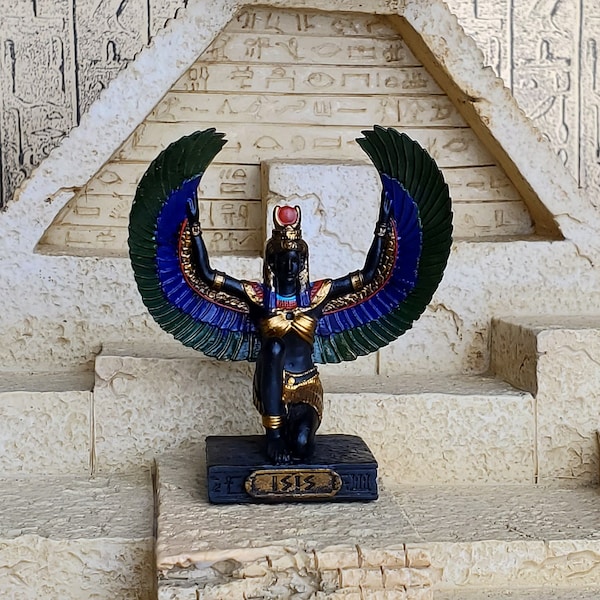 Vintage Isis Mini Statue - Small Hand-Painted Ancient Egyptian Goddess Isis - Mini Altar Statue - 3''/7cm tall!