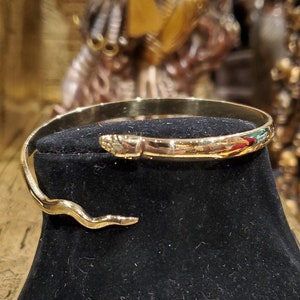Vintage Gold Cobra Bangle - Adjustable Size - Handmade in Egypt - Solid Brass