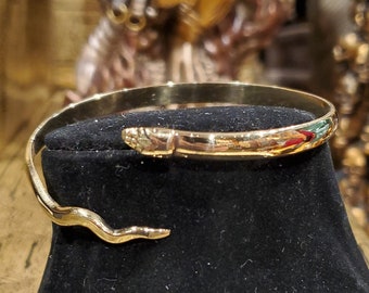 Bracelet jonc cobra doré vintage - Taille réglable - Fait main en Egypte - Laiton massif
