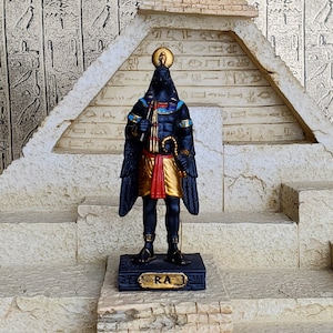 Vintage Ra Mini Statue - Small Hand-Painted Ancient Egyptian God Ra - Mini Altar Statue - 3.5&#39;&#39;/9cm tall!